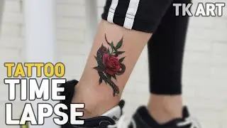 Rose and Snake / Tattoo Time lapse / TK ART