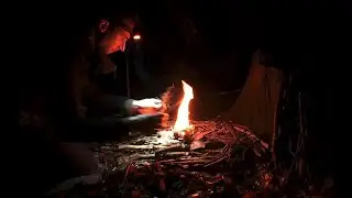 Übernachtung im Wald I Biwak I Kochen mit Feuer I Gusseisenpfanne I Tarp I Natur | Eifel