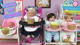 Rutina Hora de Comer de mis 4 bebés reborns Lindea, Ben, Finn y Molly