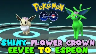 Evolving SHINY Flower Crown EEVEE to SHINY Flower Crown ESPEON in Pokemon GO