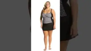 Penbrooke Plus Size Double Diamond Skater One Piece Swimsuit | SwimOutlet.com