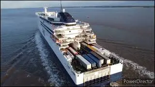 P&O pride of Hull ferry to Rotterdam  Drone cinematography.
