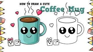 How To Draw A Cute Coffee Mug with Sugar Cubes