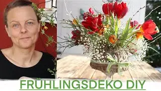 🔴 DIY: Frühlingsdeko , Tischdeko Tulpengesteck, BlumenKorb mal anders
