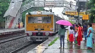 Train in Rain || Howrah - Katwa Local Train || Long route Electric Multiple Units (EMU)