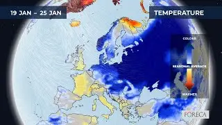 Monthly temperature forecast for Europe 19/1/2026