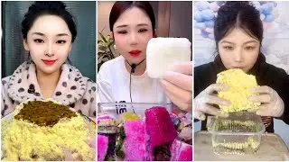 ASMR ICE EATING with MATCHA and MILK POWDER with PASSION FRUIT 