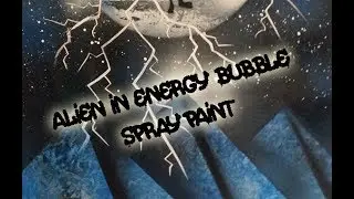 Janesz Paint Art - Alien in energy bubble spray paint