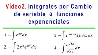 Vídeo 2. Integrales por cambio de variable a Funciones Exponenciales