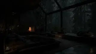 Watching the Night Forest from a Cozy Cave Fireplace | Peaceful Nature Sounds for Deep Relaxation