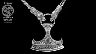 Big Perun AXE - Type II -  Silver Slavic Protective Amulet Necklace  by Hnoss Silver Craft