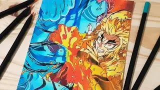 Desenhando Rengoku vs Akaza – Demon Slayer