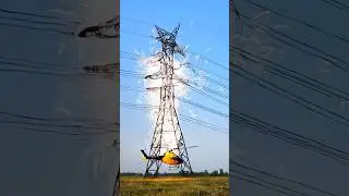 massive electrical tower collapses #short #helicopter #viralvideo