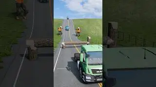 Dumper trucks vs log trap part972 #shortvideo #automobile #beamngdrive #shorts #truck