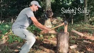 Axe Safety Part I: Splitting Saw-Cut Rounds on a Chopping Block