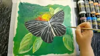 Acrylic Butterfly Painting on Fabric | Schmetterlings Acrylmalerei auf Stoff| ZX Bloom |