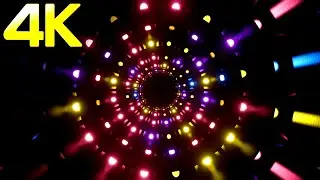 4K OLED Abstract Screensaver Led Blinking Light Tunnel Black Screen Relaxing Neon Lights Video
