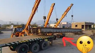 Railway Girder load on Trelar truk by three hydra crane 