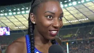 Great Britain & NI (GBR) after winning gold in the women's 4x100m