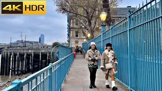 London Winter Stroll 🥶 Cold and Shivery Walk along London's North Bank [4K HDR]