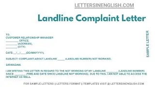 Landline Complaint Letter - How to Write a Letter to Complain About the Landline Connection