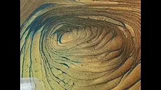 (47) Acrylic Painting Tree Ring Pour in Gold, Turquoise and Black fluid art acrylic pouring