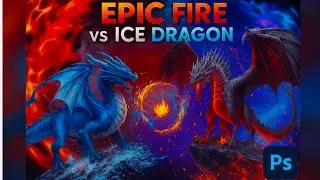 Photoshop Tutorial | Epic Fire vs Ice Dragon Photo Manipulation