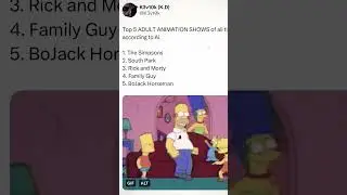 Top 5 ADULT ANIMATION SHOWS according to Ai #top5 #simpsons #southpark #ai