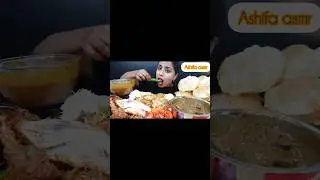 ASMR eating spicy 🔥🥵 mutton masala chicken gravy puri #asmr @ashifaasmr#mukbang #ytshorts