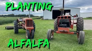 Planting alfalfa, using the Allis-Chalmers WD and 185.