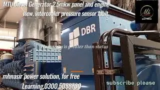 MTU diesel Generator panel and engine view intercooler pressure sensor fault,