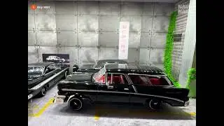 (Krazy🏆Kustom&rsquo;s) 1:64 Custom 1956 Chevy Nomad 13X7 Blackout Daytons Hydraulics! 