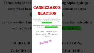 Cannizzaro reaction #12thchemistry #exam #jeebatch #chemicalreaction #sanjaysir