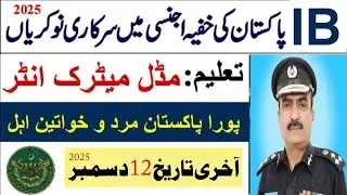 ib jobs 2025 pakistan | govt jobs 2025 | intelligence bureau ib jobs 2025