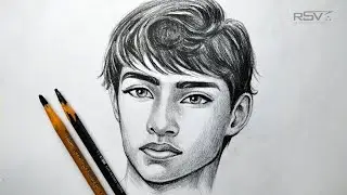 How to draw boy face | pencil drawing | step by step | black and white
