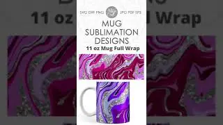 11 oz Mug sublimation full wrap with fluid art and chunky glitter #mugdesign #sublimation #mugpress