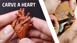 How to carve a 3D wooden heart