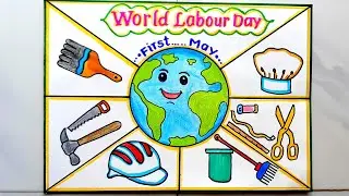 World Labour Day Drawing Easy Steps//World Labour Day Poster Drawing Idea//How to Draw Labour Day