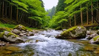 Peaceful River Water Sounds, Gentle Birds Chirping, Calm Natural Soundscape