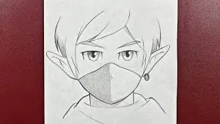 Easy anime drawing | How to draw anime elf boy wearing face mask step-by-step