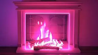 12-Hour Neon Pink Fireplace Yule Log | Futuristic Glow | Ambiance | Cozy Relaxation Video,