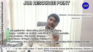 Back office jobs | Tendar preparations jobs at Mining Company in Durgapur | jobs in Asansole | JRP |