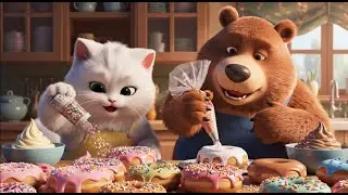#LittleBloomWorld Mico the White Kitten Learns to Bake a Magical Cake | Cute 3D Kids Animation