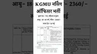 KGMU Vacancy 2025 || KGMU Vacancy 2025 Update || KGMU Vacancy 2025 News || KGMU New Vacancy Update