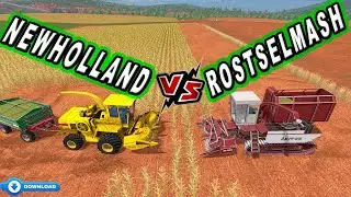 Farming Simulator 17: New Holland VS Rostselmash Amur | Corn Harvesting and Silage Making!!!!
