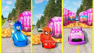 Funny Cars Crossing to VS BOLLARD BARBIE Crash in #01 BeamNG drive