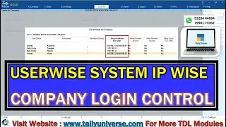 User wise Company Wise System IP Address Wise Company Login Control In Tally Prime