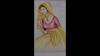 Beautiful bride drawing 🤩#watercolourpainting #bride #drawing #shorts #viralvideo #viral