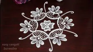 3 Dots Beginners rangoli kolam designs by easy rangoli Suneetha || How to draw simple muggulu