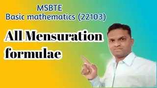 MSBTE | Diploma | Basic Mathematics (22103) |All Mensuration Formulae&rsquo;s for M1